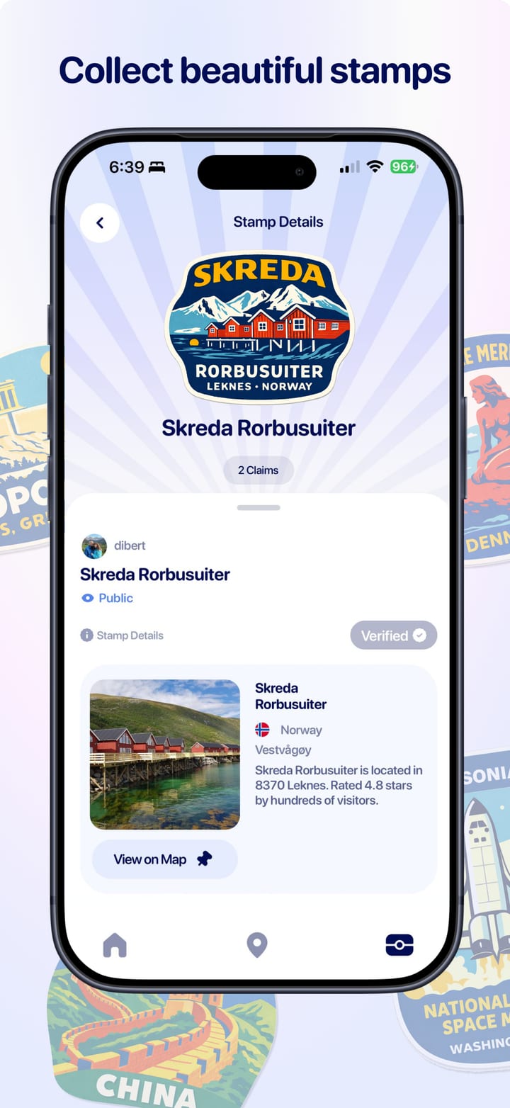 PASSPRT stamp detail showing Skreda Rorbusuiter in Norway